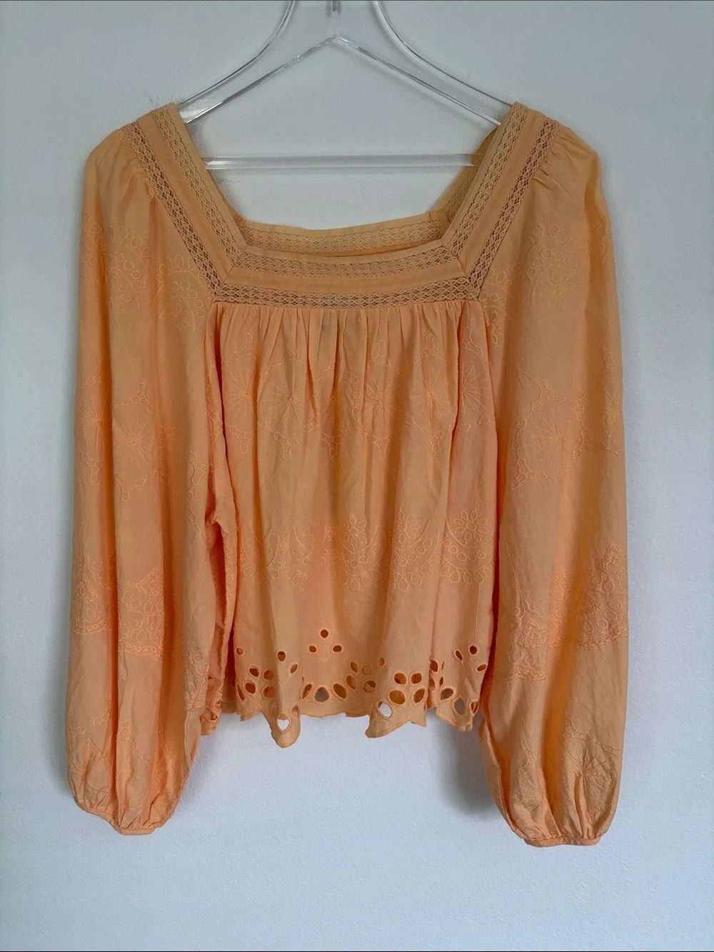 NWT Target Universal Thread Orange Embroidered Summer Boho Blouse Size Large